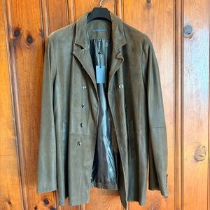 John Varvatos Cut-Away double breasted coat 100% goatskin
